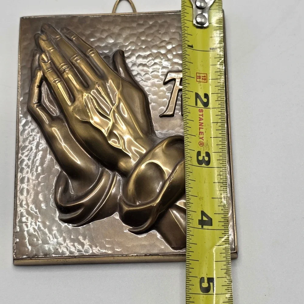 Vintage Praying Hands Wall Plaque Brass West Germany Durer AD Religious‎ Art MCM
